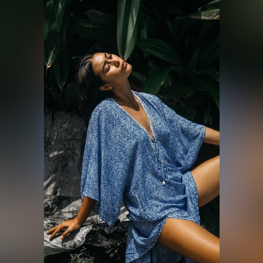 Walker & Wade Hand Beaded Mallorca Kaftan in Royal Blue